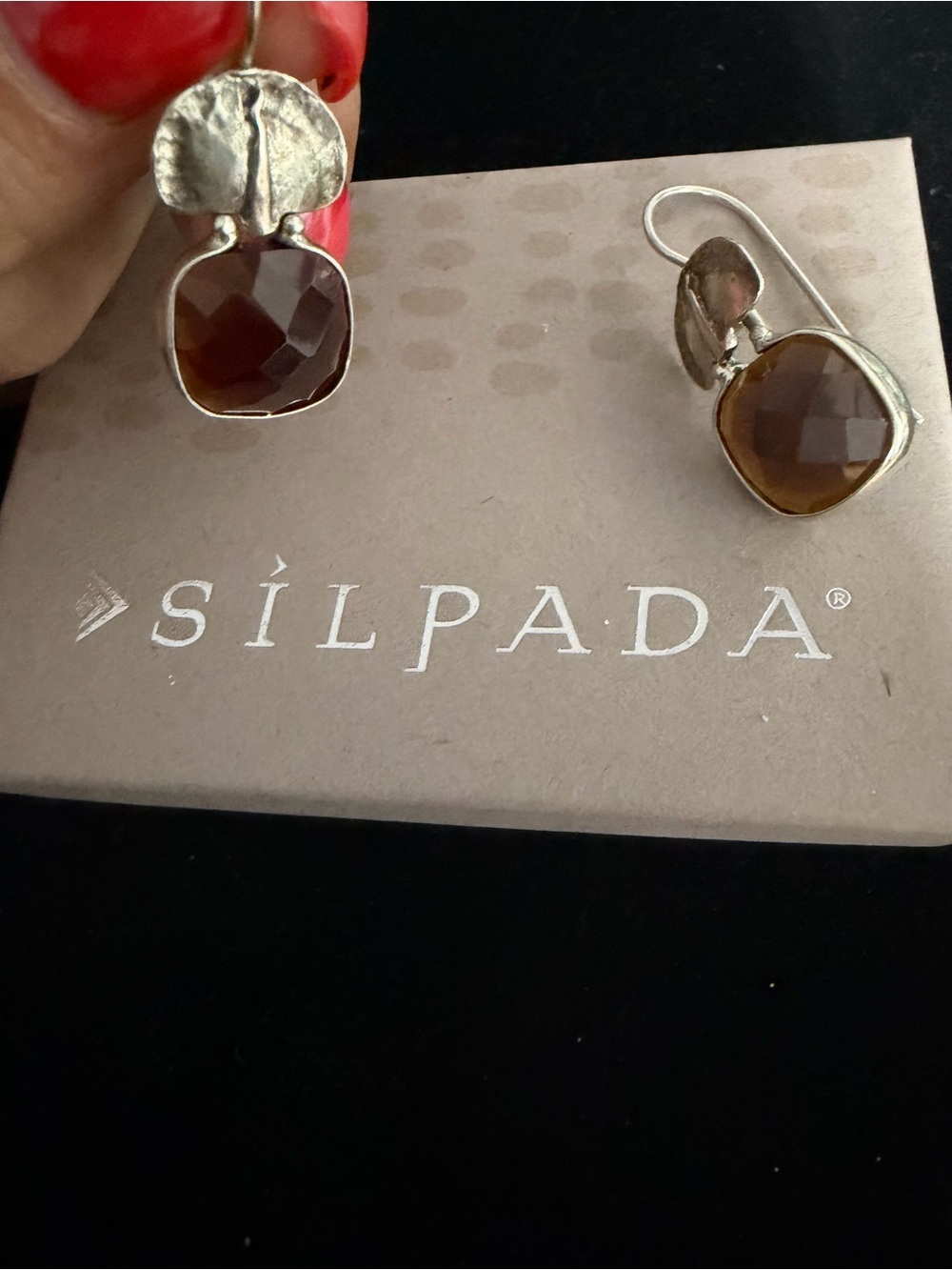 Silpada Faceted Cognac Brown Drop Earrings in Sterling